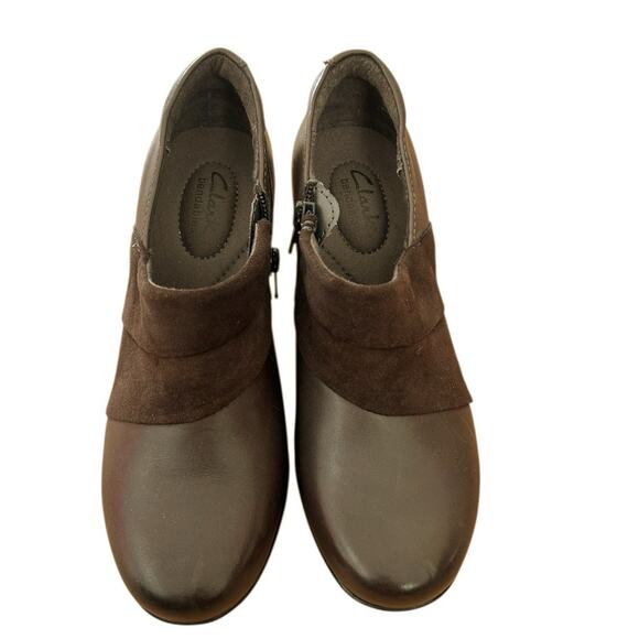 Clarks Bendables Brown Leather Promise Josie Booties Sz 7 - Picture 6 of 8